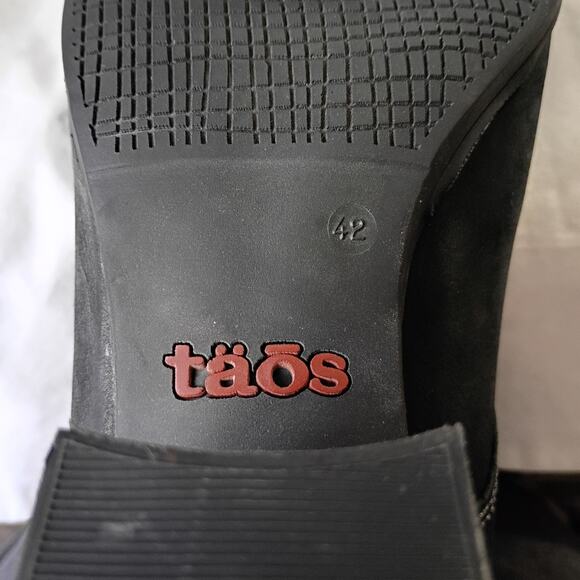 TAOS Women's 11-11.5(US) 42(Eur) Scribe Booties Black Leather Heeled Lace-Up - Picture 7 of 14